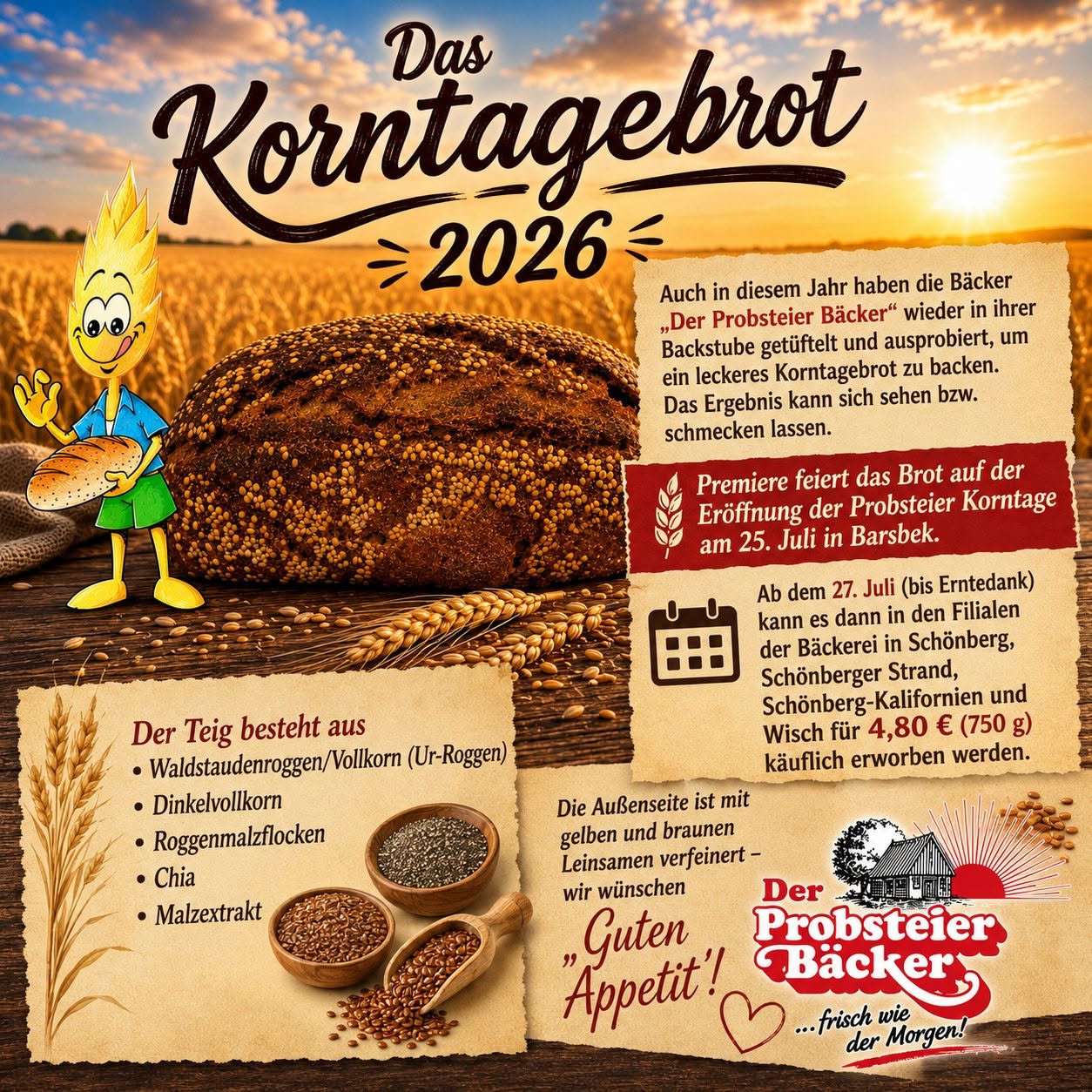 Der Probsteier Bäcker bietet wieder ein Korntagebrot an